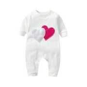 Baby Boy Girl Romper Newborn Cute Onesies Clothes Valentines Day Gifts Hearts Print First Christmas Outfit 3-18 Months (9 Months, White 16)